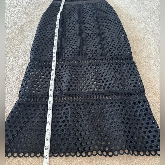 Self-Portrait Black Crochet Lace Midi Dress Size 4 Self-Portrait Black Crochet Lace Midi Dress Size 4